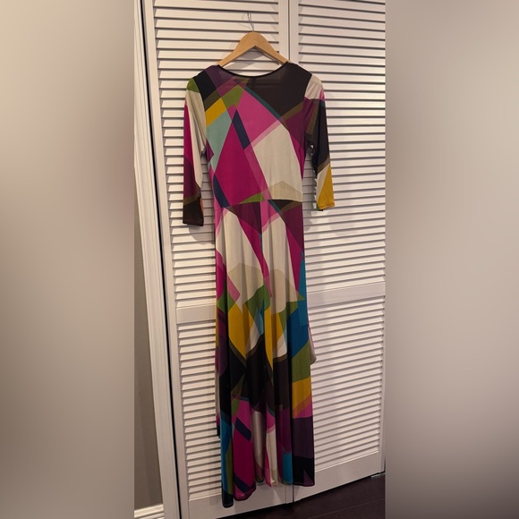 Colorful Geometric Wrap Dress - Picture 2 of 4